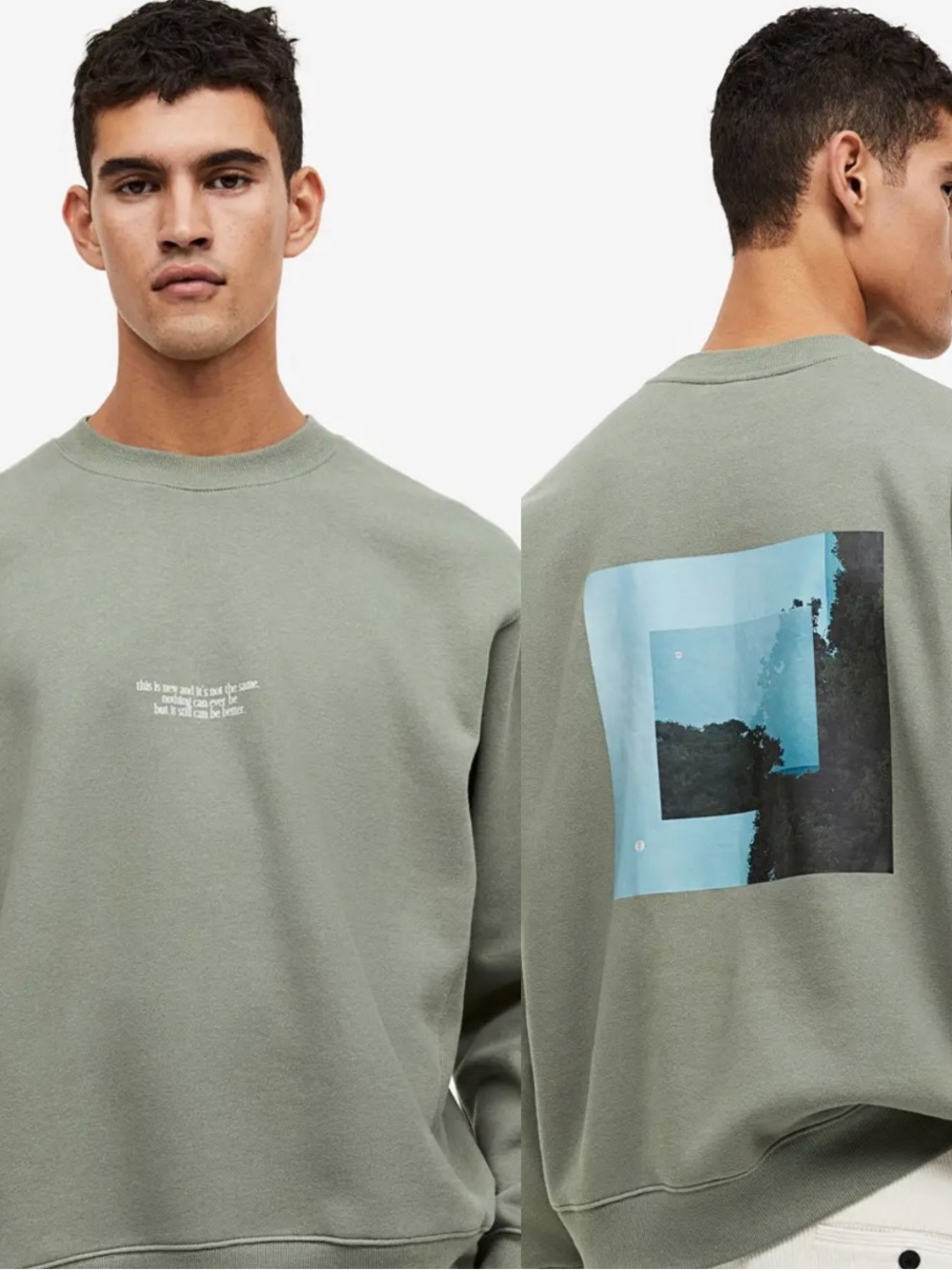 H&M x Yrsa Daley-Ward Sweatshirt Men's Graphic Crewneck Green oversized L